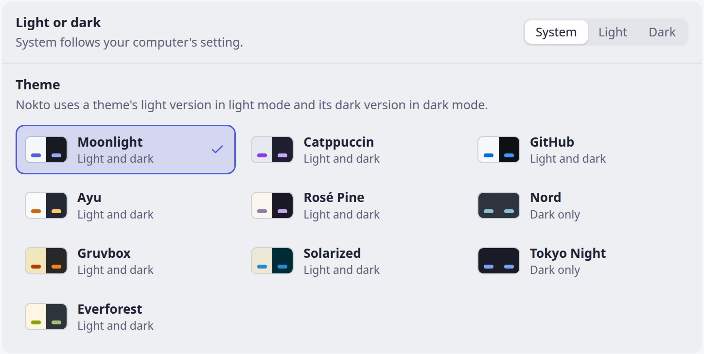 Nokto's theme picker